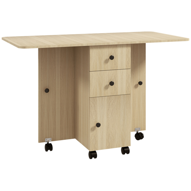 HOMCOM Six-Person Drop Leaf Dining Table, with Storage - Wood-Effect - image 1