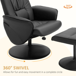Executive Recliner Chair High Back and Footstool, HOMCOM Armchair Lounge Seat Black - Aosom UK - thumbnail 5