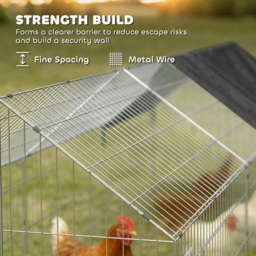 PawHut Rabbit Run with Protective Cover for  Small Animals, Chickens, Guinea Pigs, Tortoises, 180 x 75 x 75 cm, Black - thumbnail 7
