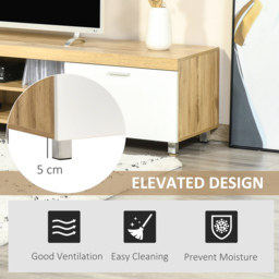 HOMCOM Modern TV Unit, TV Cabinet for TVs up to 90 Inches,  Entertainment Center with Drawer Shelf for Living Room, Bedroom, Oak and White - thumbnail 7