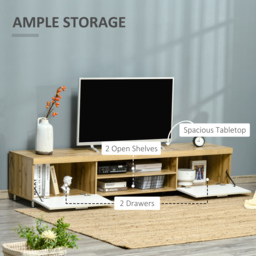 HOMCOM Modern TV Unit, TV Cabinet for TVs up to 90 Inches,  Entertainment Center with Drawer Shelf for Living Room, Bedroom, Oak and White - thumbnail 4