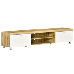 HOMCOM Modern TV Unit, TV Cabinet for TVs up to 90 Inches,  Entertainment Center with Drawer Shelf for Living Room, Bedroom, Oak and White - thumbnail 1