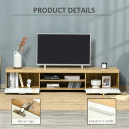 HOMCOM Modern TV Unit, TV Cabinet for TVs up to 90 Inches,  Entertainment Center with Drawer Shelf for Living Room, Bedroom, Oak and White - thumbnail 6