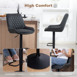 HOMCOM Set of Two Faux Leather Retro Bar Stools - Black - thumbnail 7