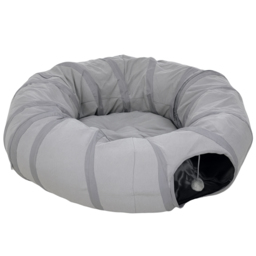 PawHut 2 in 1 Cat Tunnel with Bed, Cat Play Tunnel with Ball & Peek Hole for Indoor Cats, Grey - thumbnail 1