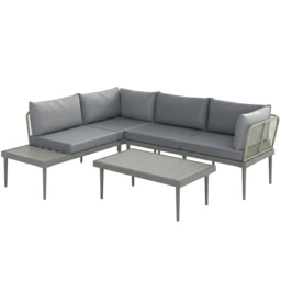 Outsunny Thee-Piece 'L' Rattan Sofa Set - Grey