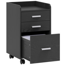 HOMCOM 3 Drawer Filing Cabinet, Rolling File Cabinet with Edged Top for Letter, A4 Size, Hanging File Folders, Black - thumbnail 1