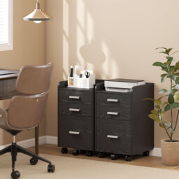 HOMCOM 3 Drawer Filing Cabinet, Rolling File Cabinet with Edged Top for Letter, A4 Size, Hanging File Folders, Black - thumbnail 8