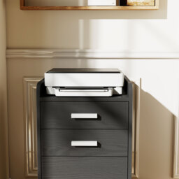 HOMCOM 3 Drawer Filing Cabinet, Rolling File Cabinet with Edged Top for Letter, A4 Size, Hanging File Folders, Black - thumbnail 9