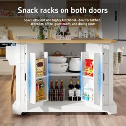 Mobile Kitchen Island with 2 Doors, 6 Drawers and Wood-Effect Worktop, Rolling Cart for Compact Dining Areas, 120L x 45W x 91H cm, White - Aosom UK - thumbnail 4
