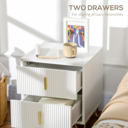 Set of 2 Elegant Chest of Two Drawers - White/Gold-Tone - thumbnail 5