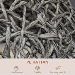 PawHut Rattan Elevated Cat Bed: Cosy Ball-Shaped Kitten Abode with Removable Cushion, Silver-Tone and Grey - Aosom UK - thumbnail 6