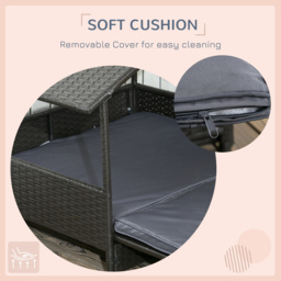 PawHut Extendable Elevated Dog Bed, Rattan Dog House w/ Water-Resistant Roof, Removable Cushion, for Small, Medium Dogs - Grey - thumbnail 8