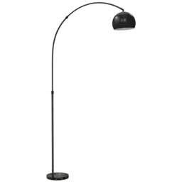 HOMCOM Arc Floor Lamp for Living Room, Modern Adjustable Standing Lamp with Faux Black Marble Base Black - thumbnail 1