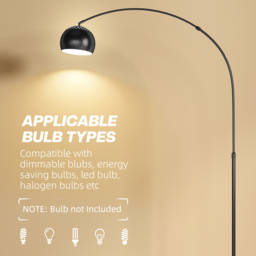 HOMCOM Arc Floor Lamp for Living Room, Modern Adjustable Standing Lamp with Faux Black Marble Base Black - thumbnail 8