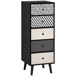 HOMCOM Chest of Drawers, 5 Drawer Dresser, Vertical Storage Organizer Unit for Bedroom, Living Room
