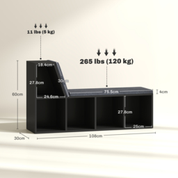 HOMCOM 2 Tier Modern Bookcase Bookshelf with Removable Cushions for Living Room - thumbnail 3