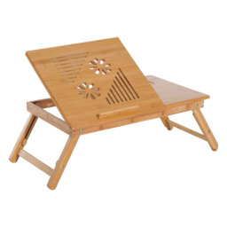 HOMCOM Foldable Laptop Desk Portable Bamboo Laptop Desk with Drawer - Aosom UK