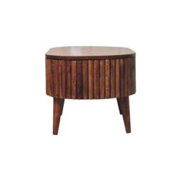 Solid Mango Wood Round Coffee Table with 2 Smooth-Gliding Drawers, Handcrafted Eco-Friendly Desk for Living Room, 45L x 85W x 38H cm, Brown - Aosom UK - thumbnail 8