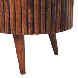 Solid Mango Wood Round Coffee Table with 2 Smooth-Gliding Drawers, Handcrafted Eco-Friendly Desk for Living Room, 45L x 85W x 38H cm, Brown - Aosom UK - thumbnail 5