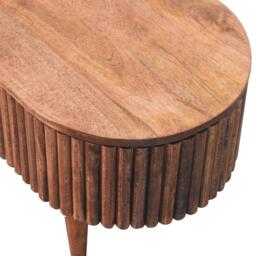 Solid Mango Wood Round Coffee Table with 2 Smooth-Gliding Drawers, Handcrafted Eco-Friendly Desk for Living Room, 45L x 85W x 38H cm, Brown - Aosom UK - thumbnail 4