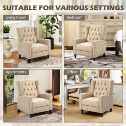 HOMCOM Studded Upholstered Reclining Armchair w/ Retractable Footrest Beige - thumbnail 8