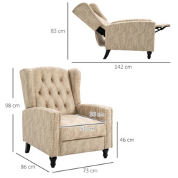 HOMCOM Studded Upholstered Reclining Armchair w/ Retractable Footrest Beige - thumbnail 3