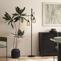HOMCOM Industrial Floor Lights with Metal lampshades, 3-Light Floor Standing Lamp for Living Room, Bedroom, Dinging Room, Study, Black - Aosom UK - thumbnail 9