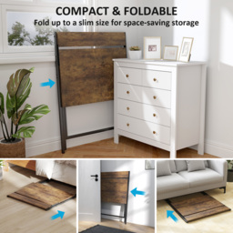 HOMCOM 81.5 cm Folding Computer Desk with Monitor Shelf - Rustic Brown - thumbnail 4
