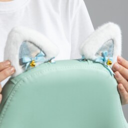 HOMCOM Cat Ear and Paw Reclining Office Chair, with Footrest - Light Blue/White - thumbnail 9