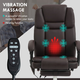 Vinsetto Six Point Vibrating Massage Office Chair - Dark Brown - thumbnail 4