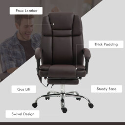 Vinsetto Six Point Vibrating Massage Office Chair - Dark Brown - thumbnail 7