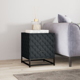 HOMCOM Bedside Tables Set of 2, Modern Bedside Table Nightstand with 2 Drawers, Bedside Cabinet Sofa Side Table with Storage, Steel Legs for Bedroom, Living Room, Black - thumbnail 9