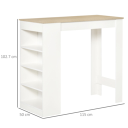 HOMCOM Breakfast Bar Table, Coffee Table, Kitchen Dining Table with 4-Tier Storage Shelf 102.7H x 115W x 50Dcm, Natural - Aosom UK - thumbnail 3