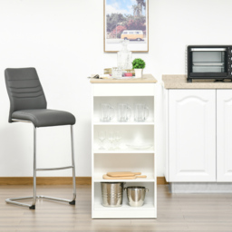 HOMCOM Breakfast Bar Table, Coffee Table, Kitchen Dining Table with 4-Tier Storage Shelf 102.7H x 115W x 50Dcm, Natural - Aosom UK - thumbnail 7