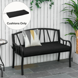 Outsunny Loveseat Cushion for 2 Seater Garden Bench, Comfortable Seat Pad for Outdoor Furniture, 120 x 50 x 8 cm, Black - Aosom UK - thumbnail 2