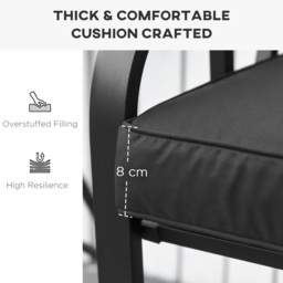 Outsunny Loveseat Cushion for 2 Seater Garden Bench, Comfortable Seat Pad for Outdoor Furniture, 120 x 50 x 8 cm, Black - Aosom UK - thumbnail 7