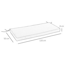 Outsunny Loveseat Cushion for 2 Seater Garden Bench, Comfortable Seat Pad for Outdoor Furniture, 120 x 50 x 8 cm, Black - Aosom UK - thumbnail 3