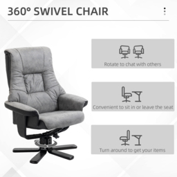 HOMCOM Fabric Recliner Sofa Armchair with footstool Swivel Sofa Grey - Aosom UK - thumbnail 4