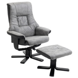 HOMCOM Fabric Recliner Sofa Armchair with footstool Swivel Sofa Grey - Aosom UK