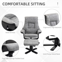 HOMCOM Fabric Recliner Sofa Armchair with footstool Swivel Sofa Grey - Aosom UK - thumbnail 7