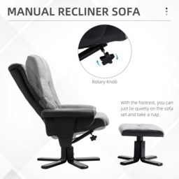 HOMCOM Fabric Recliner Sofa Armchair with footstool Swivel Sofa Grey - Aosom UK - thumbnail 6