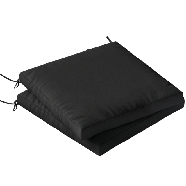 Outsunny Outdoor Seat Cushions Set of 2 with Ties, Waterproof Garden Seat Pads, Black - image 1