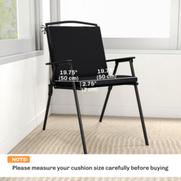 Outsunny Outdoor Seat Cushions Set of 2 with Ties, Waterproof Garden Seat Pads, Black - thumbnail 3