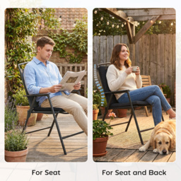 Outsunny Outdoor Seat Cushions Set of 2 with Ties, Waterproof Garden Seat Pads, Black - thumbnail 8
