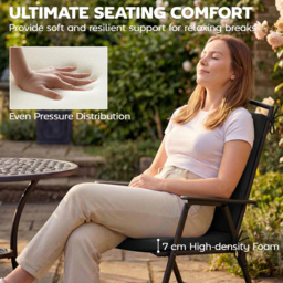 Outsunny Outdoor Seat Cushions Set of 2 with Ties, Waterproof Garden Seat Pads, Black - thumbnail 4