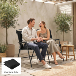 Outsunny Outdoor Seat Cushions Set of 2 with Ties, Waterproof Garden Seat Pads, Black - thumbnail 9