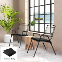 Outsunny Outdoor Seat Cushions Set of 2 with Ties, Waterproof Garden Seat Pads, Black - thumbnail 2