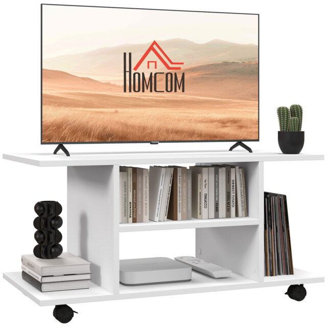 HOMCOM TV Stand W/ Shelves -White - Aosom UK - image 1