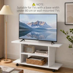 HOMCOM TV Stand W/ Shelves -White - Aosom UK - thumbnail 9